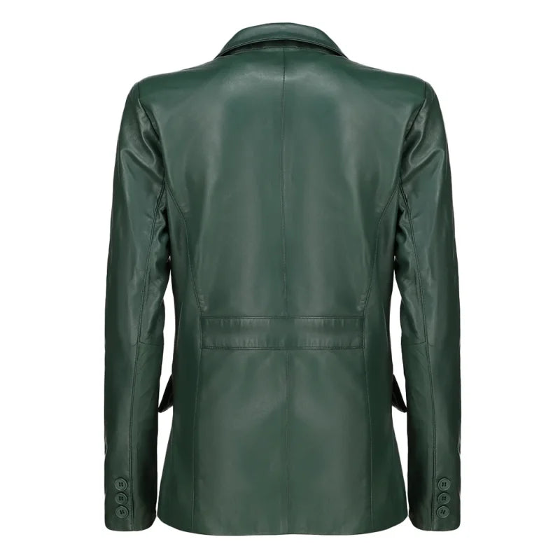 Women’s Classic Green Leather Blazer