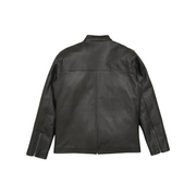 Men’s Black Lambskin Leather Motorcycle Jacket with Zipper Pockets