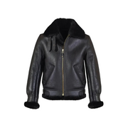 Men’s Black B-3 Shearling Leather Bomber Jacket