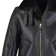 Men’s Black B-3 Shearling Leather Bomber Jacket