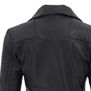 Women’s Black Biker Leather Jacket with Padded Design