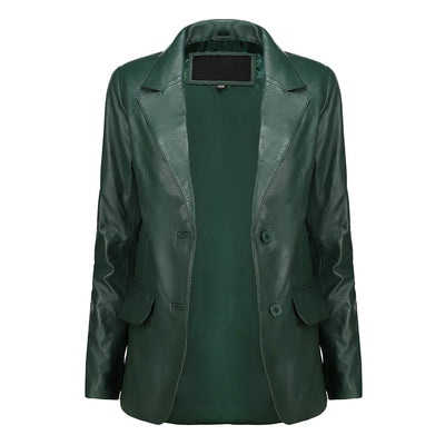 Women’s Classic Green Leather Blazer