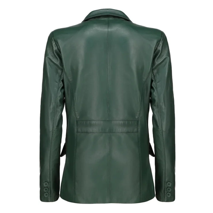 Women’s Classic Green Leather Blazer
